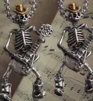 Two Rock Pendant Necklaces Skeleton Guitarist Back Bale 1.5&rsquo;&rsquo; Chains are 22&rsquo;&rsquo; Musicians or Keith Lovers