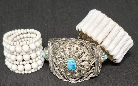 3 Beaded Metal Bracelets