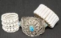 3 Beaded Metal Bracelets