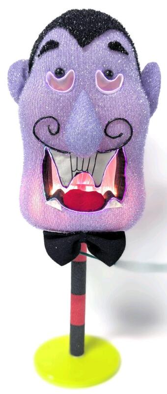 DEPARTMENT 56 Fiber-Optic Light-Up Dracula Head On A Stand With Adapter, 15.5" Tall (Tested For Power)