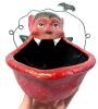 Neat Dept 56 Paper Mach&eacute; Devil-Mouth Candy Bowl Basket (5.5" Tall) & Small Adorable Felt Skull & Crossbones Bag - 2