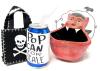 Neat Dept 56 Paper Mach&eacute; Devil-Mouth Candy Bowl Basket (5.5" Tall) & Small Adorable Felt Skull & Crossbones Bag - 3