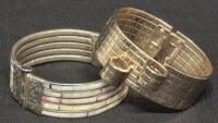 2 Vintage Hinged Bracelets- Harboux & Mother of Pearl Inlay