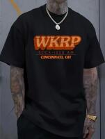 New Size XL Men's Vintage Cincinnati T-Shirt - WKRP Cincinnati Retro Graphic Tee, Black with Orange "ROCK 1530 AM" Radio Station - Machine Washable Classic Fit Crewneck S/S 100% Polyester Stock photos added