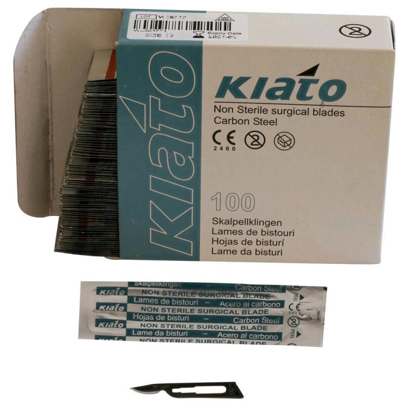 100pcs New KIATO No.15C Non-Sterile Swedish Carbon Steel Longer Curved Cutting Edge Ultra Thin Sharp Blades. FOR CRAFTING ONLY [EXP 09/2024)