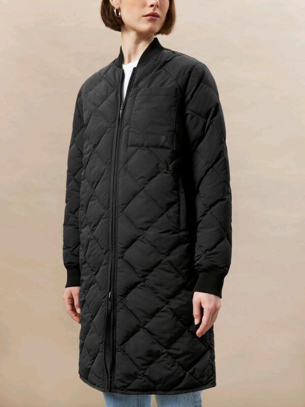 New Size Small Women's FRANK AND OAK The Skyline Maxi Reversible Bomber, Black - Retails $219!