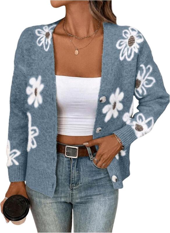 New Size XXL Women's Adorable Super Soft Knitted Daisy Cardigan