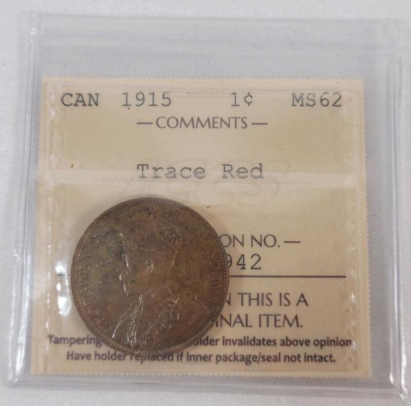 1915 Canadian Large One Cent Penny . ICCS Graded MS 62