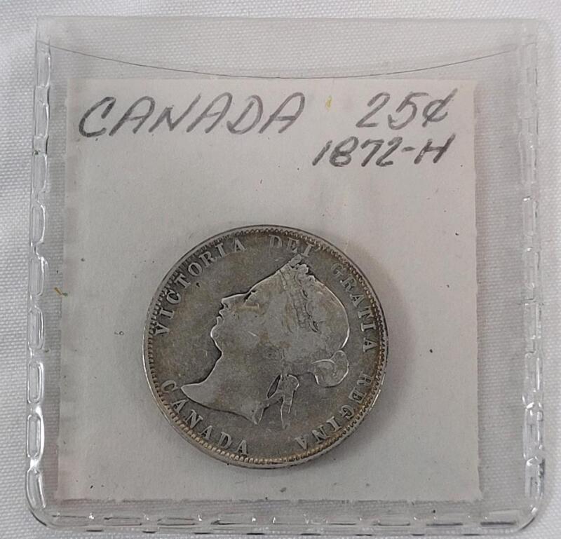 1872-H Canadian Silver 25 Cent Quarter