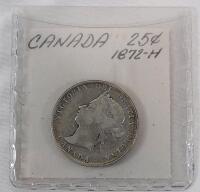 1872-H Canadian Silver 25 Cent Quarter