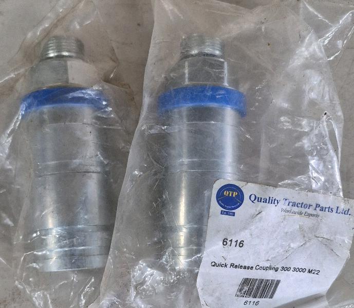 2 New QTP Quality Tractor Parts Inc. Quick Release Couplings 6116 - 300 3000 M22 Retail Value is $120