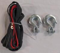 2 Clevis Slip Hooks and Synthetic Winch Rope