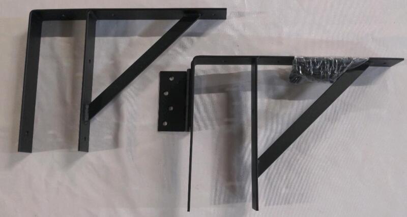 2 Heavy-Duty, Black, Metal shelf Brackets w/ Screws