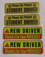 4 New Student Driver Bumper Magnets