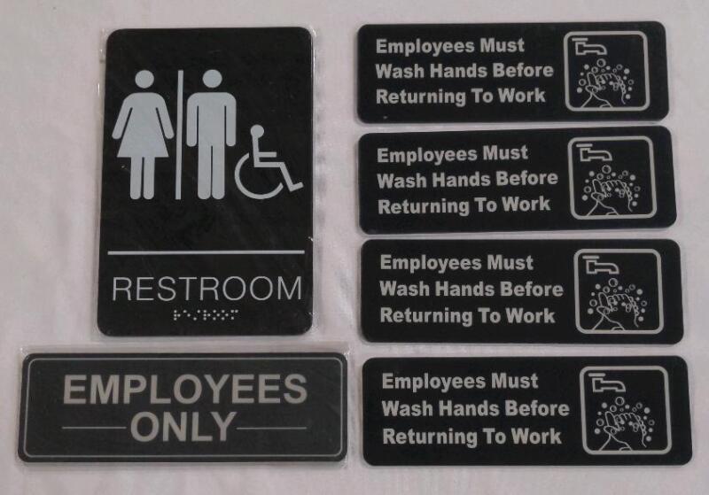 New Restroom Sign, Employees Only, Hand Wash reminder Signs