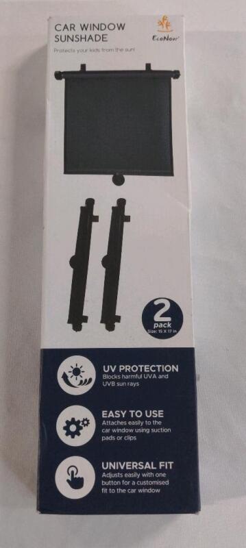 As New in Box 2-pack of EcoNour retractable car window sunshades