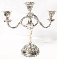 Vintage Silver Plated Candelabrum Signed IANTHE England Three Armed Candle Holder, 9.75" Tall