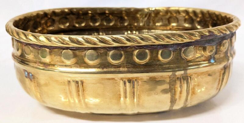 Vintage Brass Planter, 10.25" &times; 7" &times; 4" Tall