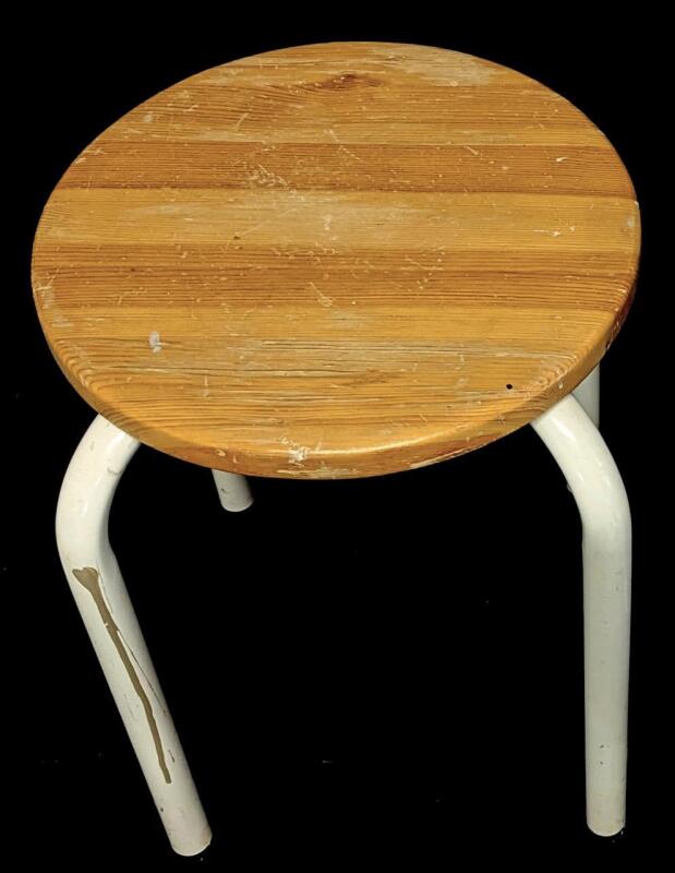 Handy Stool With 13.25" Diameter Wooden Seat, 17.5" Tall