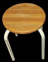 Handy Stool With 13.25" Diameter Wooden Seat, 17.5" Tall