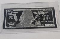 2017 Florida .999 Fine Silver State Silver 100's Franklin 100 Dollar Bank Note in Sealed Case