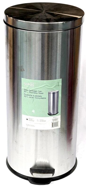 [Cracked Rim] New TYPE A Step Garbage Can, 20L Stainless Steel With Removable Liner, 14" &times; 11.75" &times; 25⅝", Retails $94.99