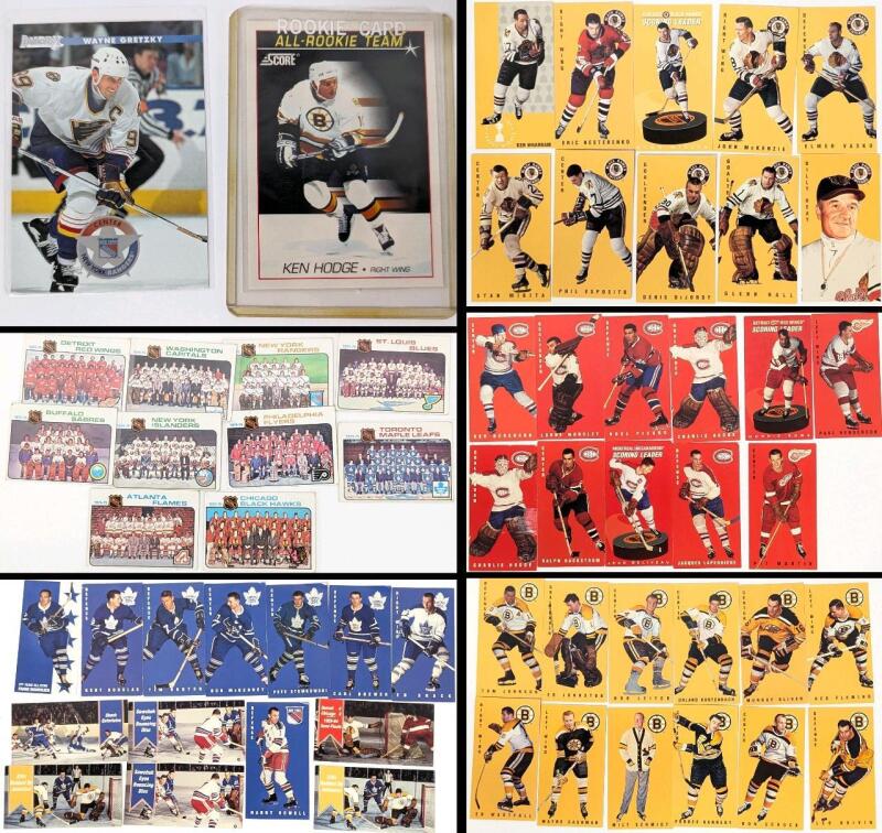 59 Vintage NHL Hockey Trading Cards, Don Russ, Parkhurst, Score incl 1991 Ken Hodge Rookie Card & 1996 Gretzky