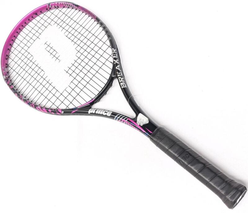 [Moderate Wear] PRINCE Breaker Tennis Racket, 50 Purple, 285g Unstrung Weight, 660cm Head Size, 330mm Unstrung Balance, 16/19 Mains/Crosses, 23/25kg Rec. Tension, New Retails $79.99