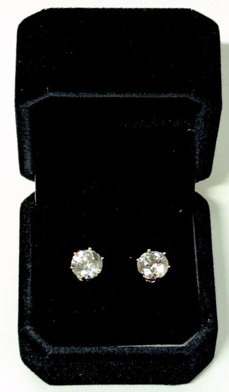 NEW 18K Gold Plated 2.0ct Each Simulated Diamond Stud Earrings