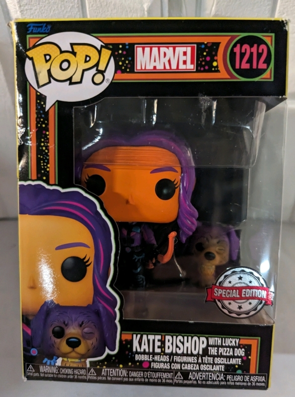 New Funko Pop 1212 Marvel Kate Bishop with Lucky the Pizza Dog