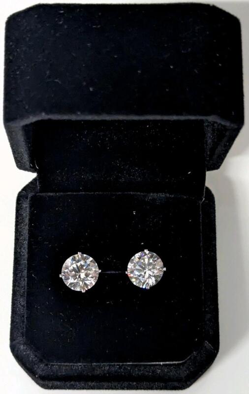 NEW Platinum Plated 3.0ct Each Simulated Diamond Stud Earrings