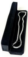 NEW Platinurn Piated 4.0mm Princess Cut Tennis Necklace - Adjustable 18" Long