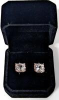 NEW 18K Gold Plated 4.0ct Each Princess Cut Simulated Diamond Leverback Earrings
