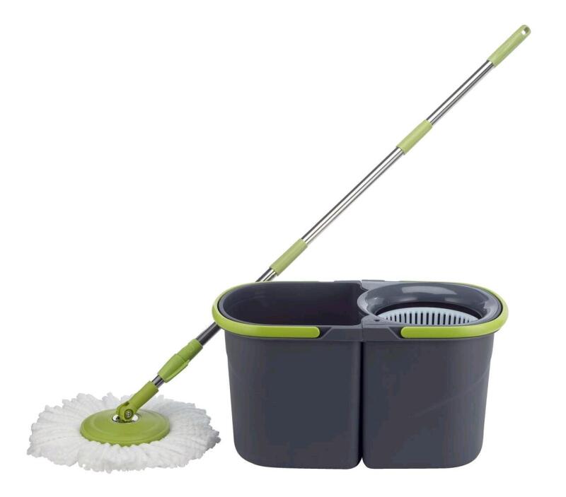 As New FRANK Reusable Microfibre Rotating Mop Bucket System with Extra Long Handle - Dual-Bucket Retails for $40