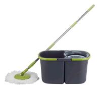 As New FRANK Reusable Microfibre Rotating Mop Bucket System with Extra Long Handle - Dual-Bucket Retails for $40