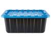 Three (3) New Mastercraft Heavy Duty Stackable Storage Box with Lid, 70-L, Black/Blue . 400lb max. load . Retail $66 - 2