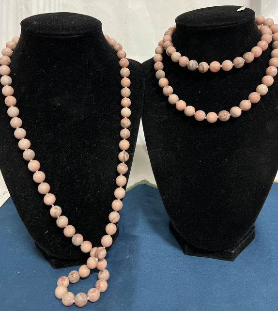 Vintage 2 x 10 mm Rhodonite Bead Necklaces