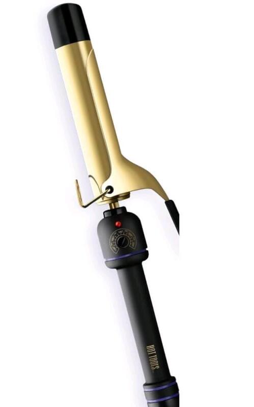 As-New HOT TOOLS HTIR1575 Pro Signature Gold 1-1/4" Curling Iron, High Heat Up to 220&deg;C, Fast Heat in 30 Sec, Cool Tip, Hair Curler, Curling Wand, Gold Barrel, Custom Heating Settings, Black and Gold, Retails Over $60