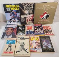 12 Hardcover / Paperback Sports Books . Hockey , Baseball , Basketball , Football