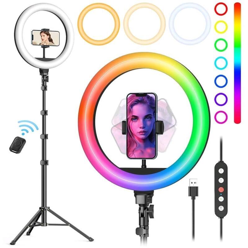 New Weiliso 10-Inch RGB Selfie Ring Light With Tripod Light, Retails $49.95