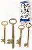 4 Vintage Oversized Decorative Brass Keys, 5.25" - 7.25" Long - 2