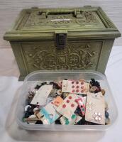 Vintage Plastic Sewing Chest w/Small Bin of Buttons . Chest measures 14"&times;10"&times;9"