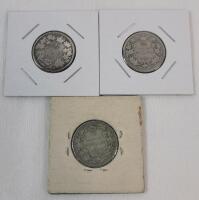 1874 , 1905 & 1932 Canadian Silver 25 Cent Quarters .