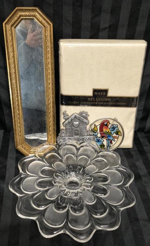 Great Home Decor Lot - Wall Mirror + New Tablecloth 60 by 120" Rectangular