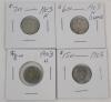 Four (4) 1903 Canadian Silver 10 Cent Dimes . Three (3) 1903-H Dimes & One (1) 1903 Dime