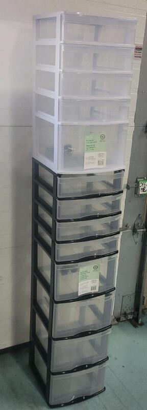 8-Drawer Storage Unit (crack on top) & 5-Drawer Storage Unit (should be 8-drawer - missing 3)