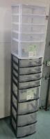 8-Drawer Storage Unit (crack on top) & 5-Drawer Storage Unit (should be 8-drawer - missing 3)