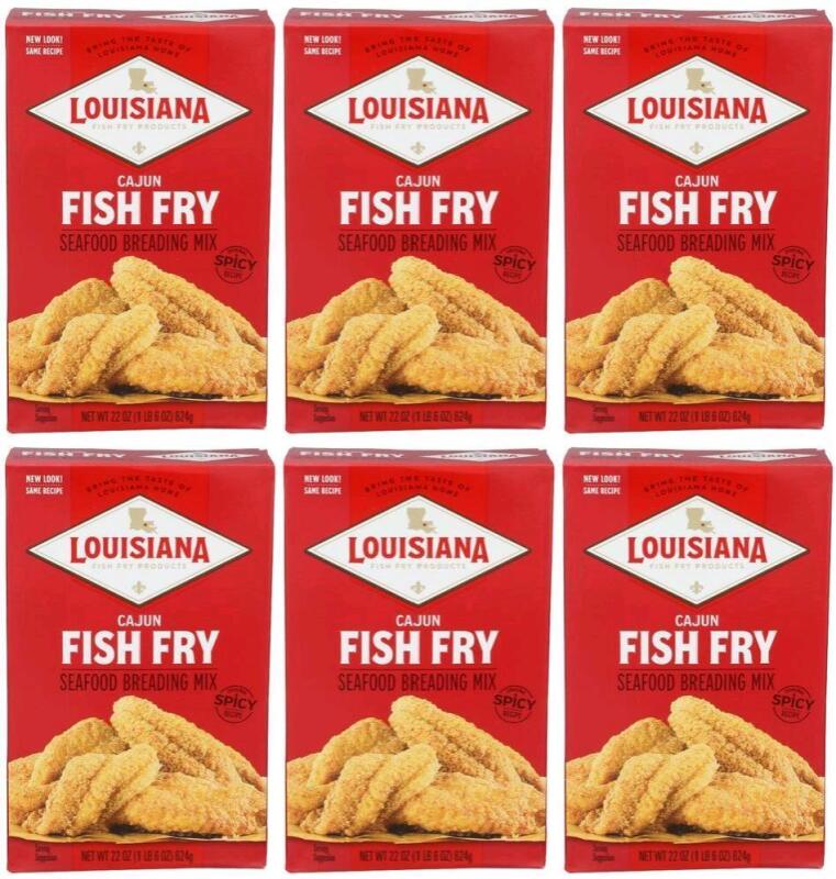 6 New LOUISIANA Fish Fry Spicy Recipe Cajun Crispy Seafood Breading Mix - 624g ea, BB 07/2028, Retail Value $30