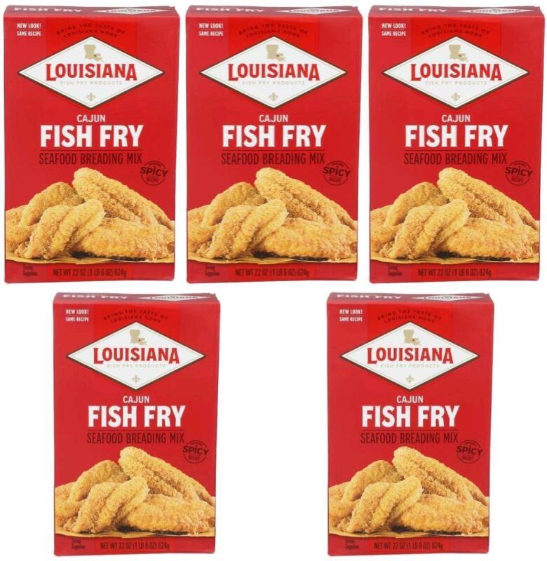 5 New LOUISIANA Fish Fry Spicy Recipe Cajun Crispy Seafood Breading Mix - 624g ea, BB 07/2028, Retail Value $25