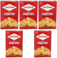5 New LOUISIANA Fish Fry Spicy Recipe Cajun Crispy Seafood Breading Mix - 624g ea, BB 07/2028, Retail Value $25